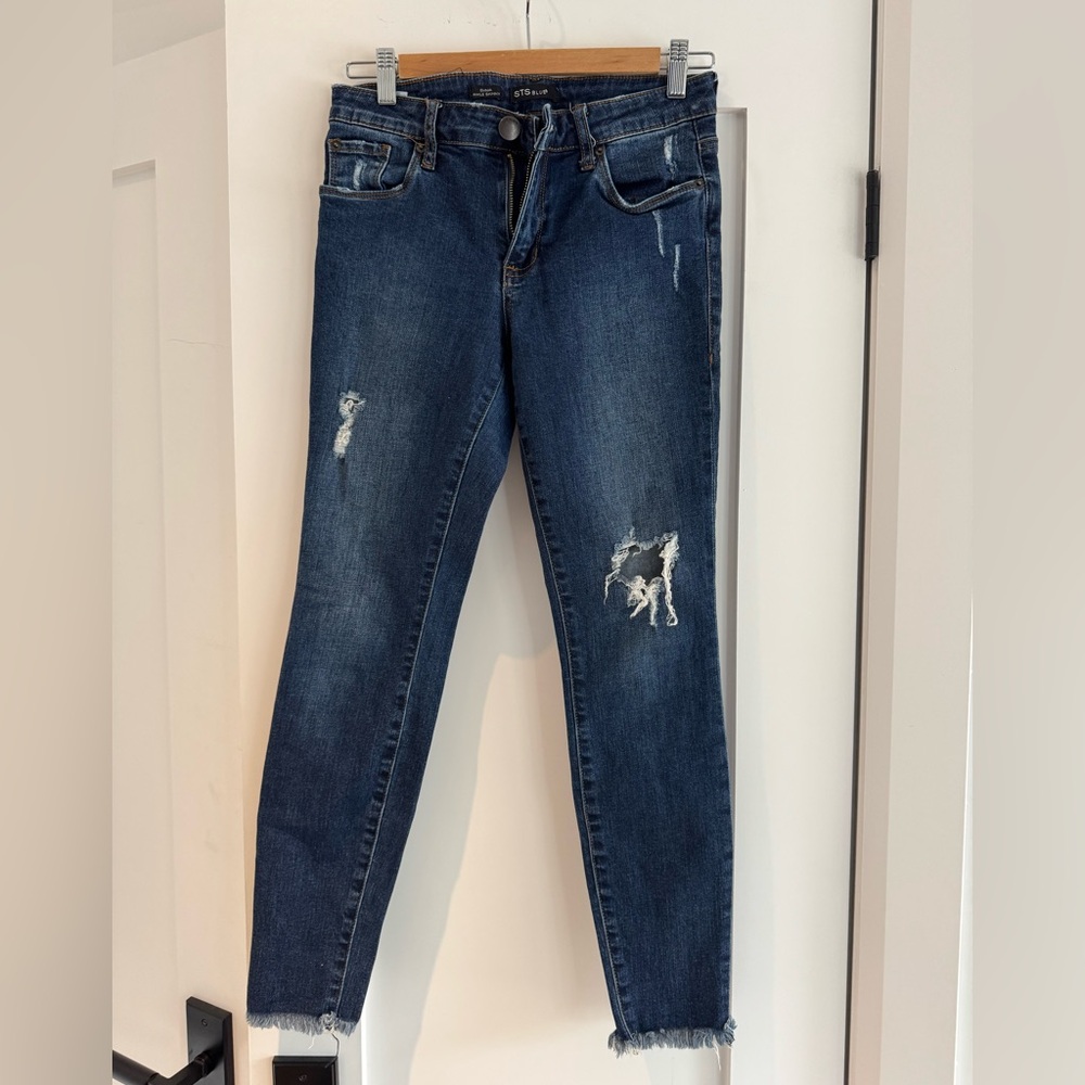 STS Blue “Emma” ankle skinny Dark Wash Ripped Jeans